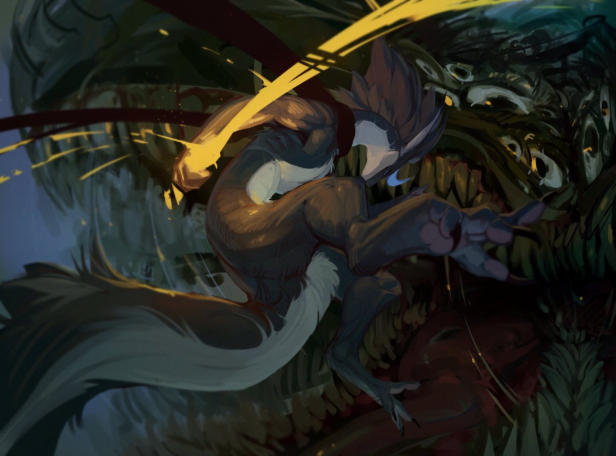 I've wanted to draw something like this for a long time, but my skills weren't enough

I learned a lot about colors and dynamics from this work. Probably the best personal work of the first half of October