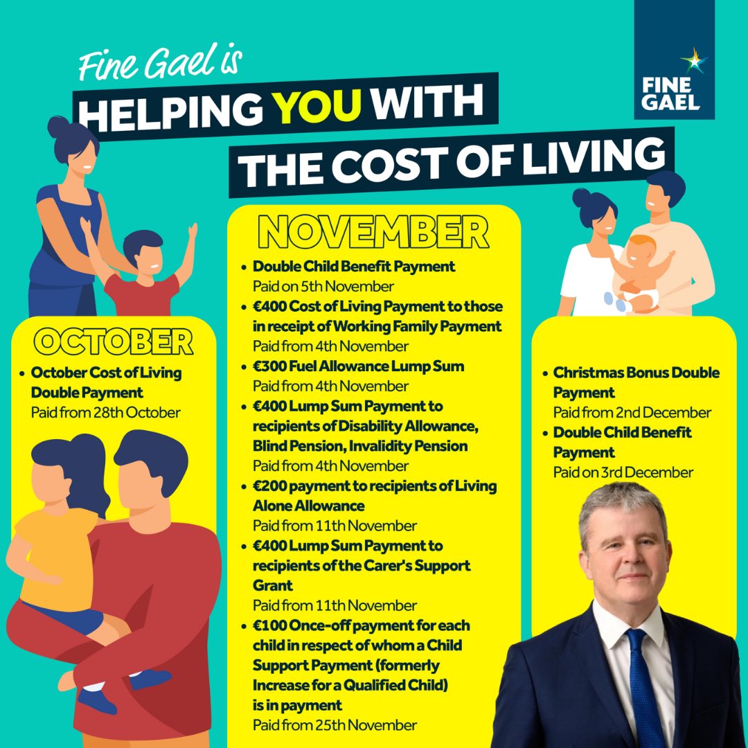 EdwardTimmins_1's tweet photo. Some important dates coming up to help with the cost of living and put money back in peoples pockets.
#WorkingForWicklow https://t.co/6QcrARVzto