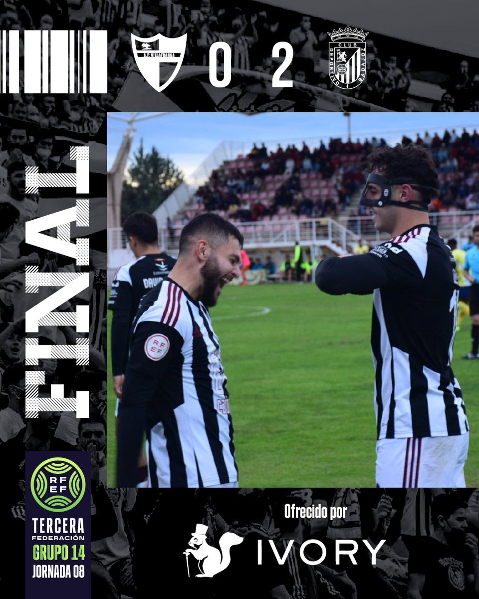 ⏱️90’ (2T)| 0-2 | <a href="/SPV_OFICIAL/">SP VILLAFRANCA (cuenta oficial)</a> - CD Badajoz
Fin del partido. Patrocinado por Ivory 
#TerceraRFEF | #VillafrancaBadajoz