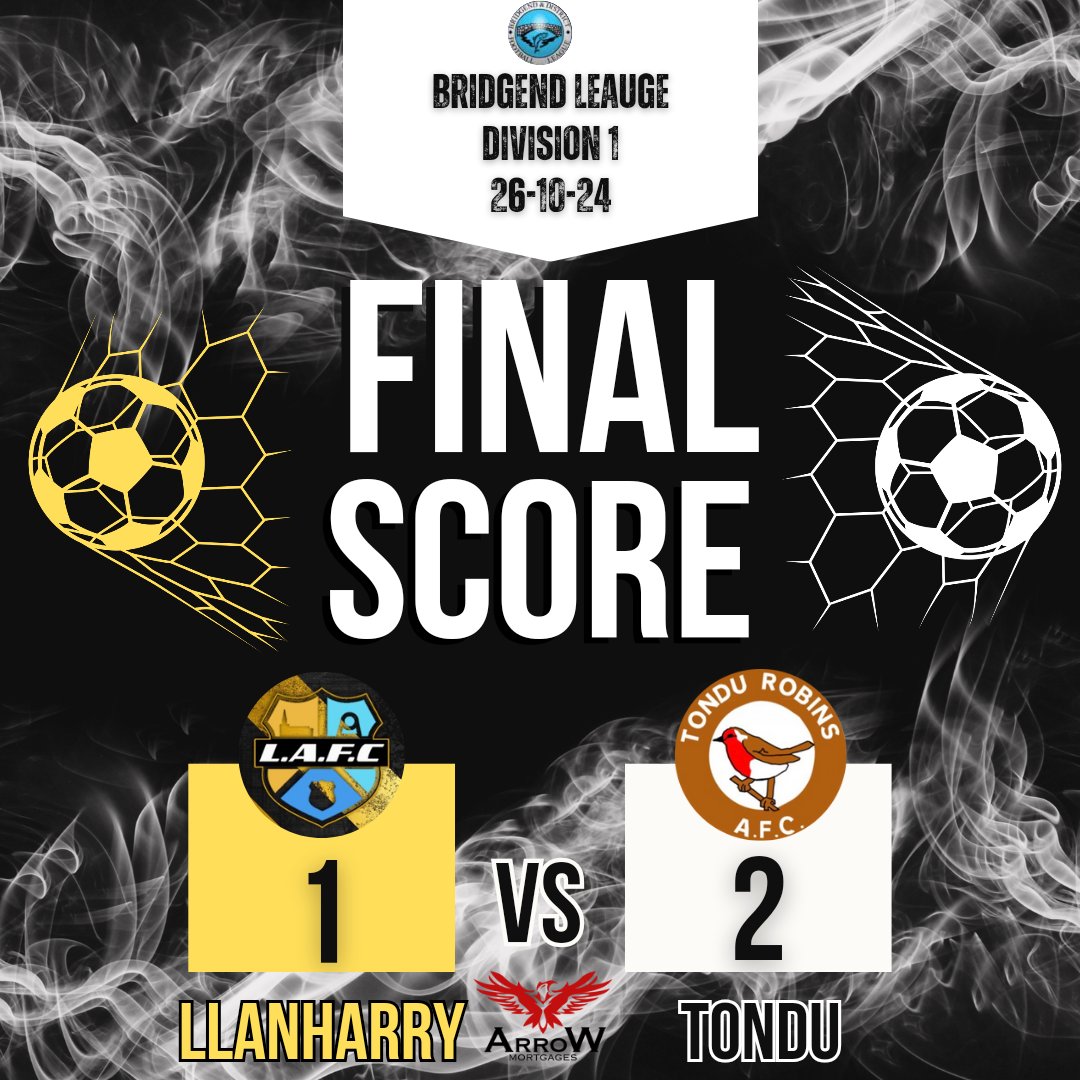 Tondu Robins AFC (@tondurobins) on Twitter photo 🔥️RESULT🔥
📅 26/10/24📅
🏆 <a href="/LeagueBrid29086/">Bridgend & District Football League</a> Division One🏆
🟡⚫️ <a href="/LlanharryA/">Llanharry afc</a> 1:2 Tondu Robins ⚫️⚪️
🔥Goal Scorers🔥
⚽️ Matthew Taylor
⚽️ Aled Watkins
🎯Assists🎯
✅️ Dane Lewis
💥MOM - Ryley Carey 💥
❤️Uppa Robins!🖤
🔴Robins Match Sponsors - <a href="/ArroWmortgages/">ArroW Mortgages</a> ⚫️ 🔥️RESULT🔥
📅 26/10/24📅
🏆 <a href="/LeagueBrid29086/">Bridgend & District Football League</a> Division One🏆
🟡⚫️ <a href="/LlanharryA/">Llanharry afc</a> 1:2 Tondu Robins ⚫️⚪️
🔥Goal Scorers🔥
⚽️ Matthew Taylor
⚽️ Aled Watkins
🎯Assists🎯
✅️ Dane Lewis
💥MOM - Ryley Carey 💥
❤️Uppa Robins!🖤
🔴Robins Match Sponsors - <a href="/ArroWmortgages/">ArroW Mortgages</a> ⚫️