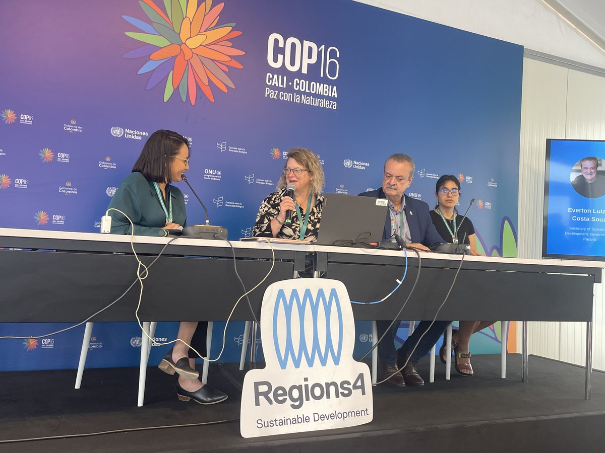 Regions4SD's tweet photo. This morning we had a very interesting side-event on whole-of-government and whole-of-society collaboration for biodiversity during #COP16Colombia, featuring experiences from Quebec, São Paulo, Campeche, Wales, Paraná, Kosice and GYBN ,and with moderation from @CDP and @ReGomezCastillo. Thank you to everyone that joined us!