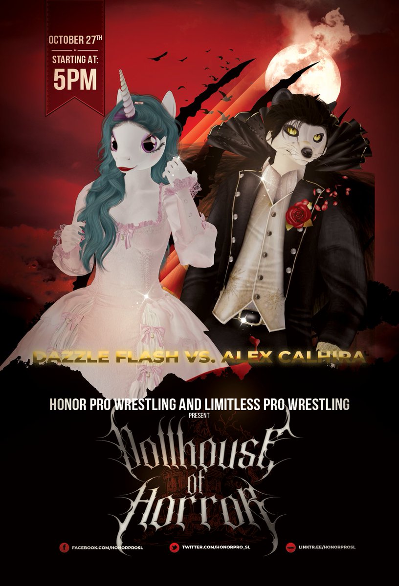 Limitless_SLPW's tweet photo. Special Show tonight after Unleashed!

We will be participating in Honor Pro Wrestling's, Dollhouse of Horror.  

Dazzle @DazzleFlashUFW vs Alex @UFWAlexander will be performing at HPW's Halloween event!

This show begins at 5pm SLT.
Location, PurrCade: https://t.co/zzk0PwvYP4 https://t.co/Tx5tqkGGRM