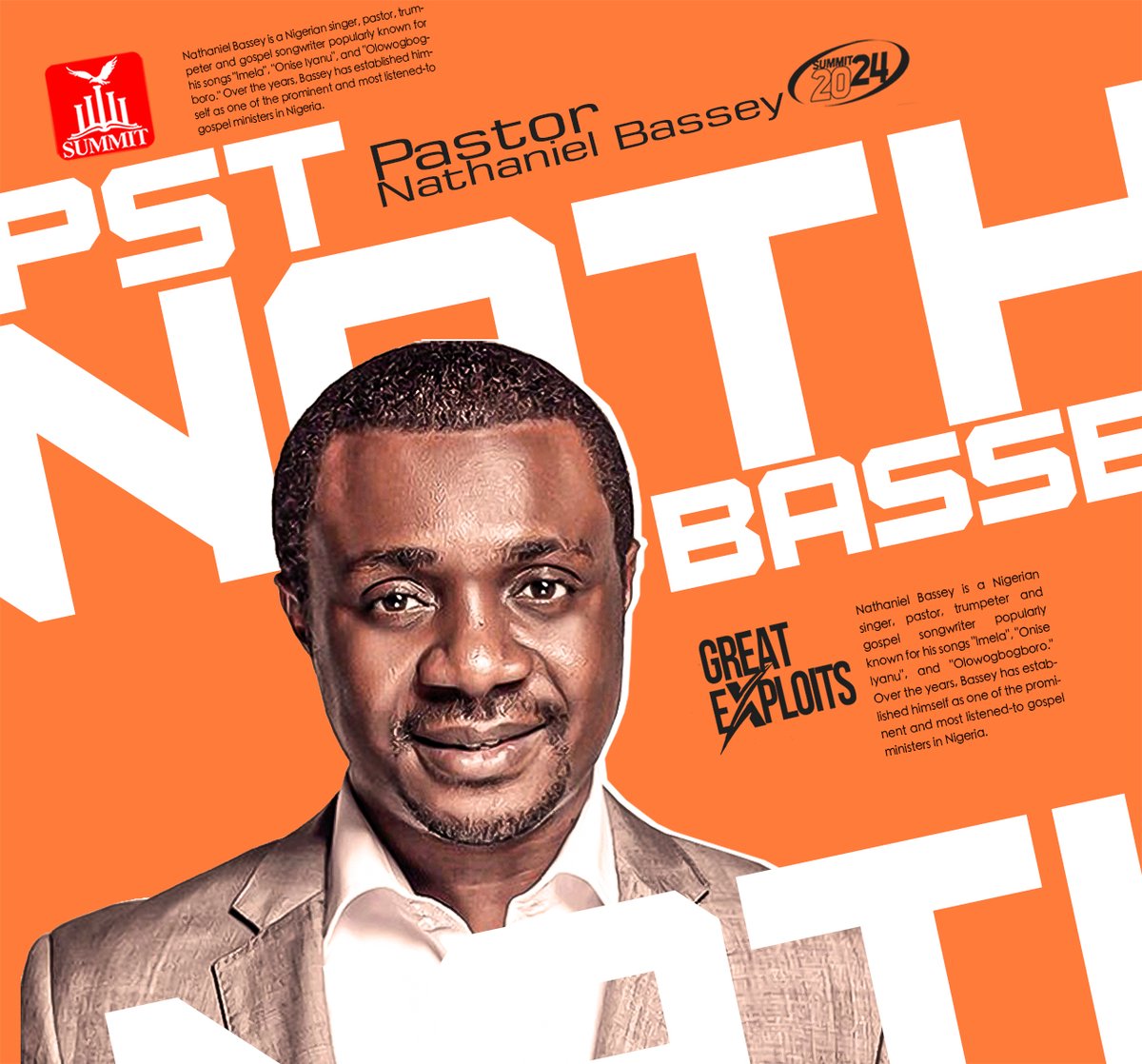 Join Pastor Nathaniel Bassey to experience an extraordinary time at the Summit Conference 2024. This year, Pastor Nathaniel will not only be leading us in worship but also ministering through the Word, bringing fresh insights and inspiration.

#summit2024
#GreatExploits