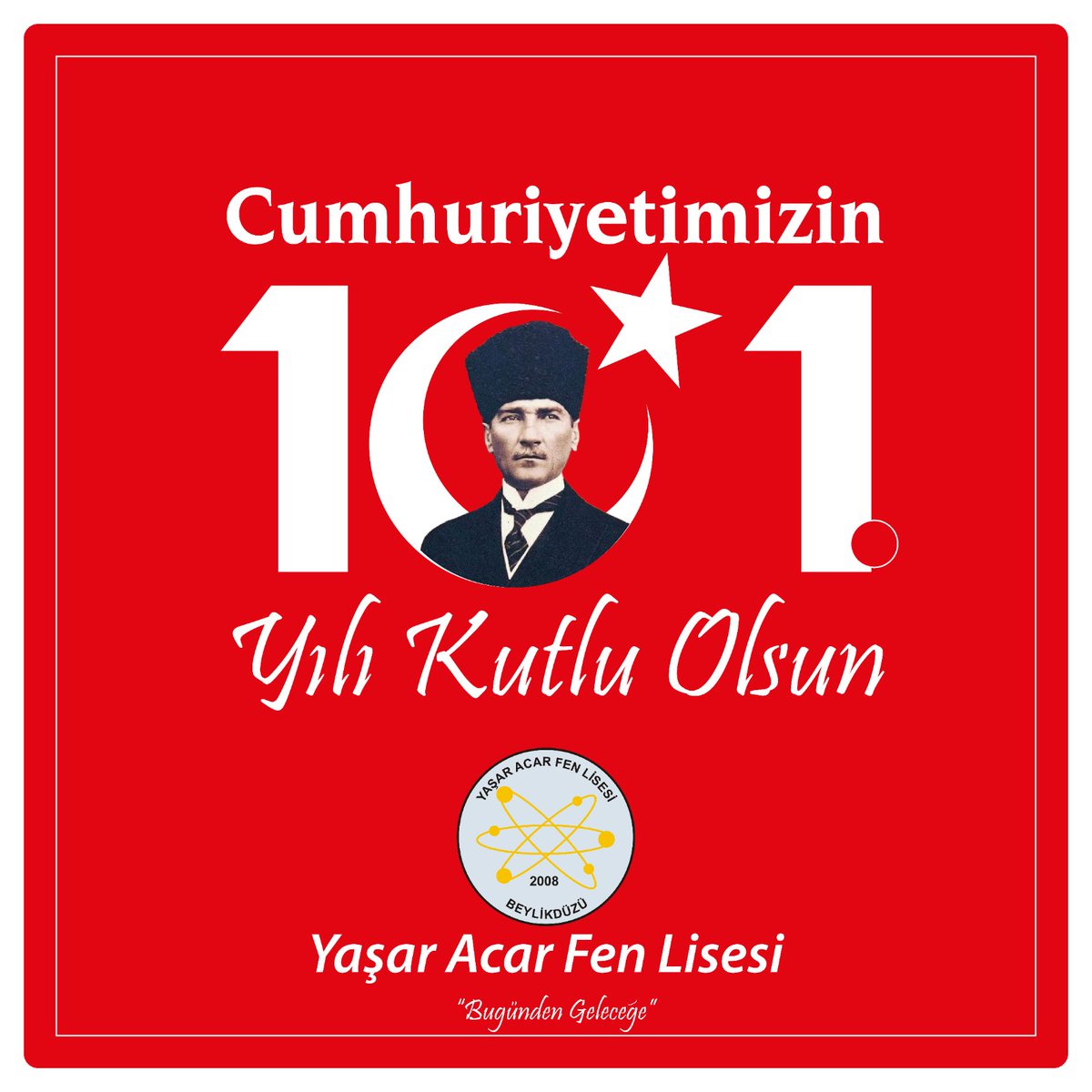 Eğilmez başımıza taç yaptık hürriyeti,
Zaferle kalbimize yazdık Cumhuriyeti...
#CumhuriyetBayramımızKutluOlsun