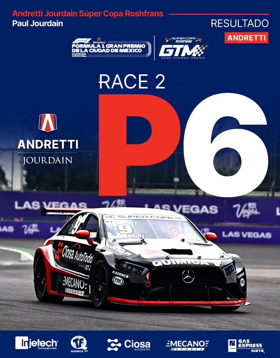 Con la este resultado culmina nuestra participación en la <a href="/SuperCopaMex/">SuperCopaMex</a>, dentro del #MexicoGP    🇲🇽

#AndrettiJourdain #Motorsport #QuímicaTF @CiosaAutopartes <a href="/Injetech_/">Injetech</a>  <a href="/gasexpressnieto/">Gas Express Nieto</a> <a href="/MecanoSports/">Mecano Sports</a>
