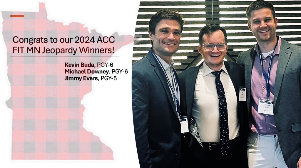 HCMC_MHIfellows's tweet photo. 🏆 Huge congrats to our incredible Fellows Jeopardy team for winning the MN ACC Jeopardy match this morning! 🎉 You didn’t miss a beat🫀and we couldn’t be more proud! ☺️ 💪 https://t.co/2TburO3F6V