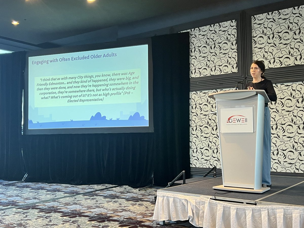 UAlbertaIREA's tweet photo. Big congratulations to Nichole, one of our graduate students who presented at #CAG_2024 on Municipal policy stakeholders perceptions as part of the larger Edmonton Neighborhood Study! We were ecstatic to discuss about #AgeFriendlyCities. Stay tuned for our upcoming paper! https://t.co/AGdZvUksh3
