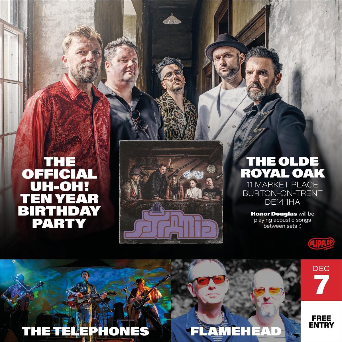 We’re celebrating our debut album ‘Uh-Oh!’s 10 year birthday on the 7th Dec in out hometown along with <a href="/TheTelephonesUK/">The Telephones</a> Flamehead and Honor Douglas. It’s going to be a feral night! (and free) 🔥 Get in early!!