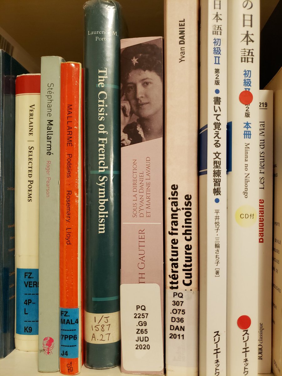 readwithkath's tweet photo. Week 2 shelf. Moved onto Rimbaud, Verlaine, and Mallarmé, trying to read more for my dissertation, and started Japanese class at @OxUniLangCentre !

@OxfordModLangs https://t.co/jbuRDGS2OW