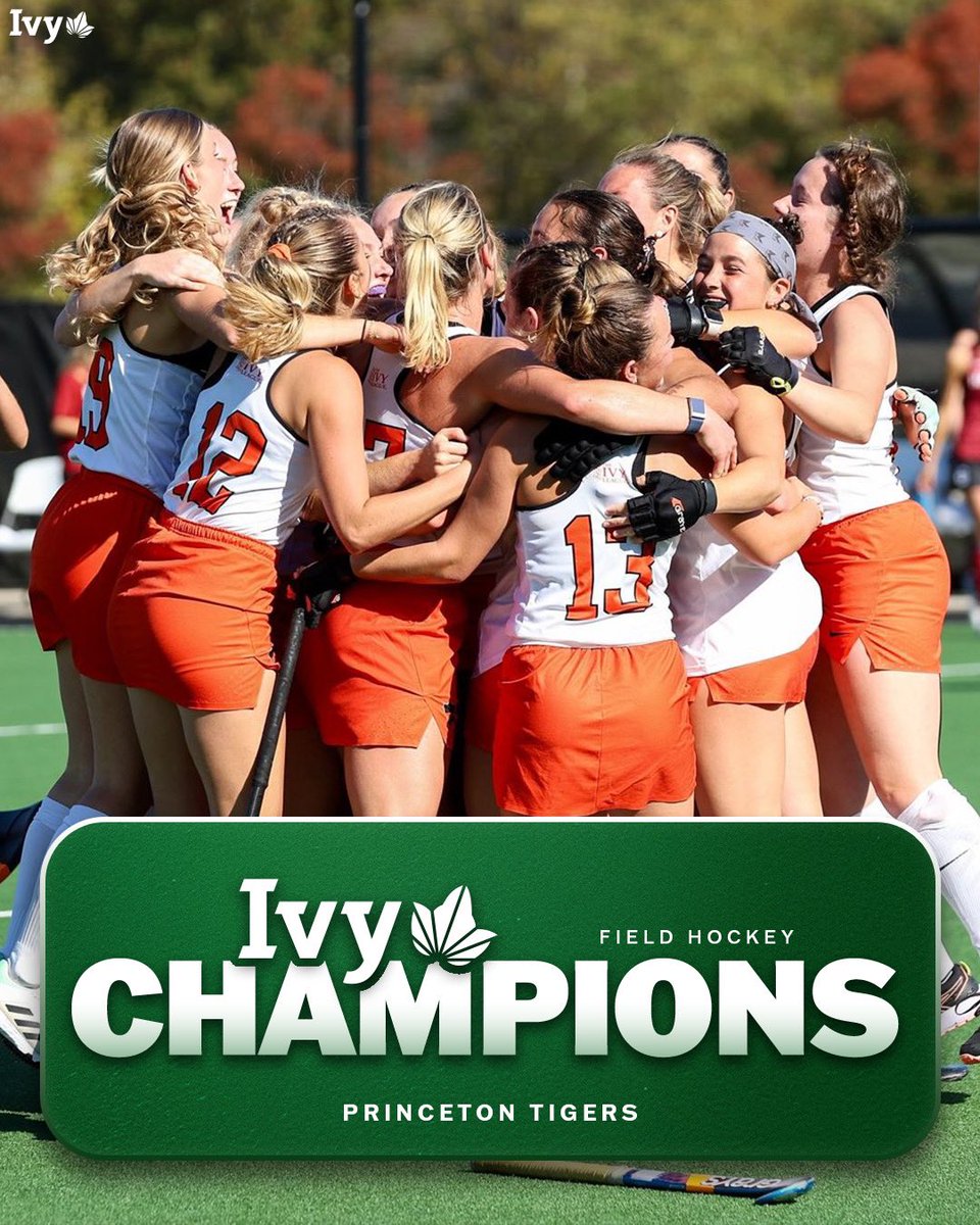 IVY CHAMPS. 🏆

With a win over Dartmouth, <a href="/TigerFH/">Princeton FH</a> clinches at least a share of the Ivy League title, marking the Tigers’ 28th league title and second in the last three seasons. Princeton has also clinched the No. 1 seed in the Ivy field hockey tournament on Nov. 8 &amp; 10. 🌿🏑