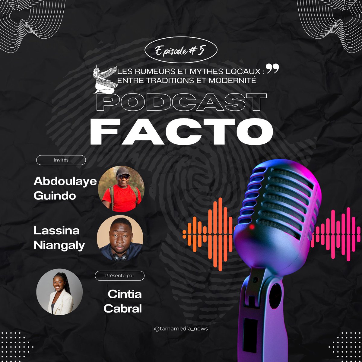 Le nouveau numéro du Podcast Facto porte sur les rumeurs et les mythes locaux. Pour en parler, nous avons comme invités : <a href="/abdoulayekn1/">Abdoulaye Guindo</a> et <a href="/LassinaNiangaly/">Lassina Niangaly🇲🇱</a>. À tout à l'heure, à partir de 19h 00 GMT ! 👇

x.com/i/spaces/1mrGm… #PodcastFacto