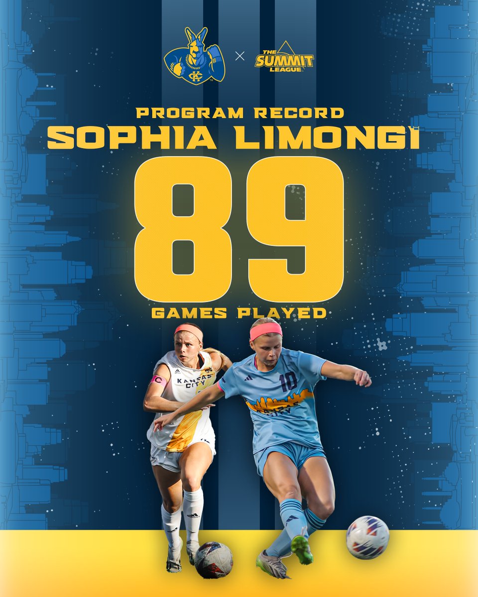 𝐏𝐑𝐎𝐆𝐑𝐀𝐌 𝐑𝐄𝐂𝐎𝐑𝐃
89 games as a Roo! Sophia Limongi is making Kansas City Women's Soccer history 💪
#ROOUP | #DeclareKC