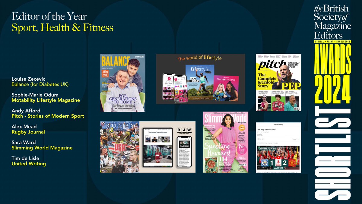 Next on our shortlist reveal for the #BSMEAwards2024 is the category of Editor of the Year - Sport, Health &amp; Fitness 🧘 Here’s to the editors tirelessly working to keep us in good health:
