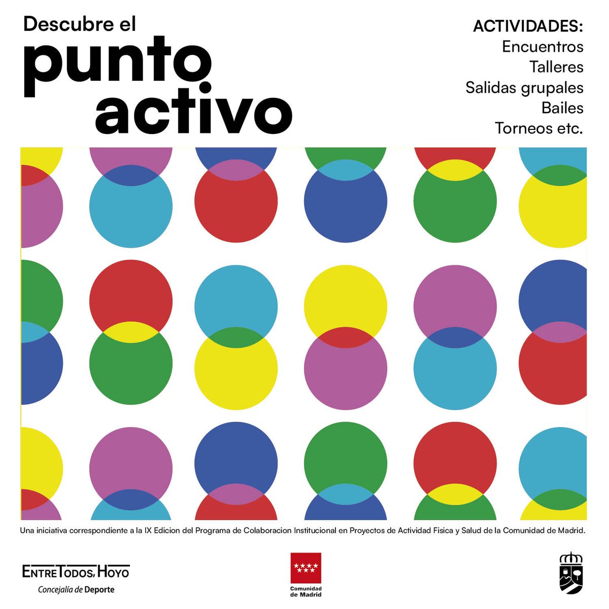 VickyeBar's tweet photo. TRABAJAMOS POR UN MUNICIPIO ACTIVO Y SALUDABLE
El @Ayto_Hoyo y @deportecmadrid ponemos en marcha el Proyecto "Punto Activo”en beneficio de la salud física, psíquica y social.
➡️ Talleres y actividades.
🕺Ritmos latinos.
🚶➡️ Rutas de senderismo.
#Gestionamos. #SomosPP https://t.co/Y6Ip4kBCRb