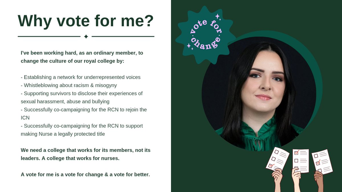 Change takes two full leadership cycles. This election is crucial.

I'm standing in Scotland, with a proven record of leading change from the outside - as an ordinary member who simply wants better for nurses. 

Imagine what I could do, if elected! 

Voting closes Nov 11th ✅