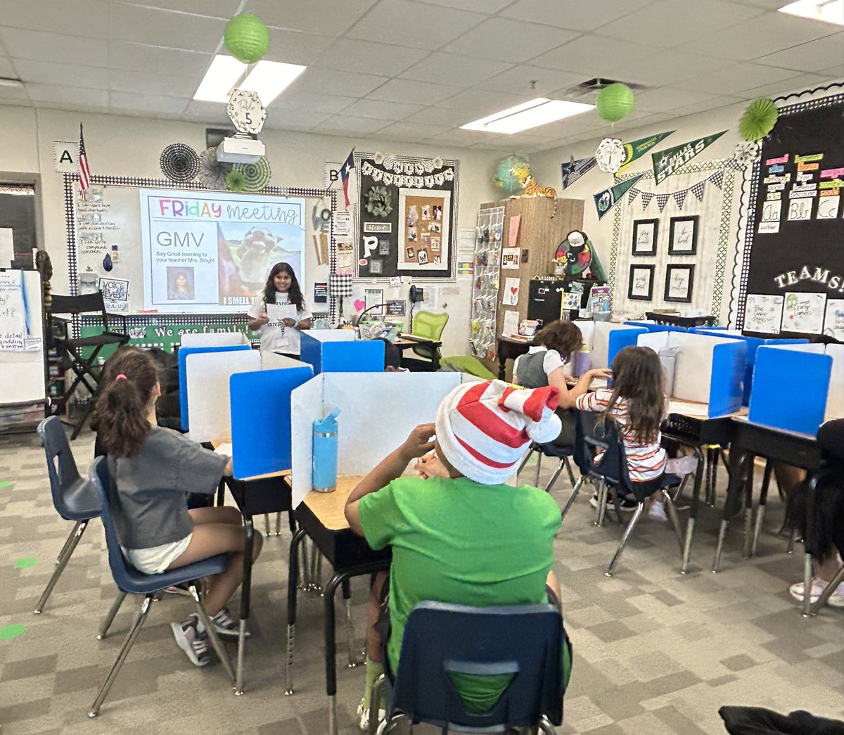 angelaatkagan's tweet image. Meet our teacher of the day! Ms. S gave the spelling test, read a chapter to the class, stamped student work, gave away pink tickets, and more! She used her hard earned Dojo points to be the teacher. #mrspink4thgrade #vaughnelemfisd