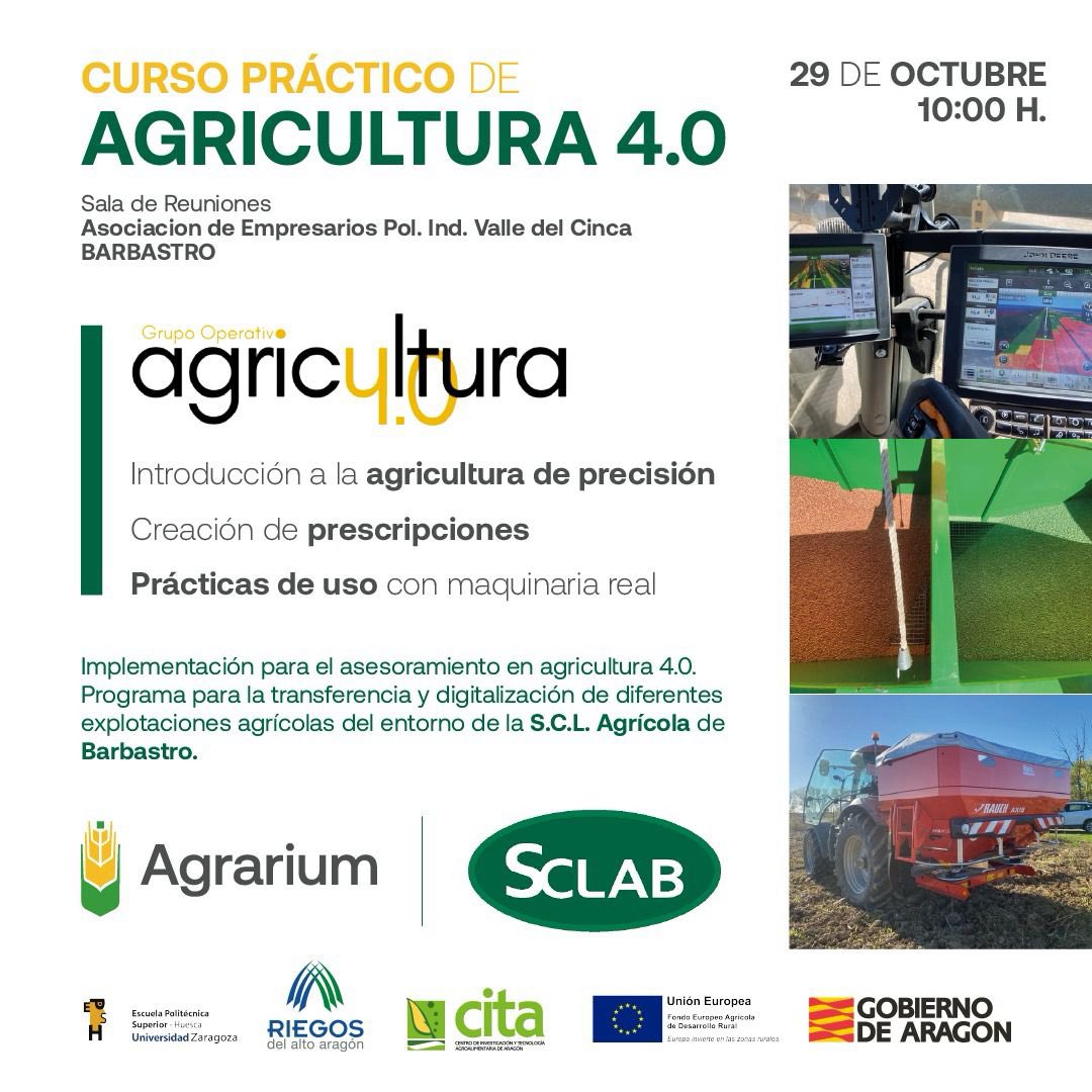 ¿Quieres conocer cuáles son las herramientas que hacen de tu explotación un negocio más rentable?

Curso práctico de #agricultura 4.0 en #Barbastro.

Inscríbete 👇🏻👇🏻👇🏻👇🏻👇🏻

docs.google.com/forms/d/e/1FAI…

#Fertilize <a href="/coopbarbastro/">SCLAB</a>