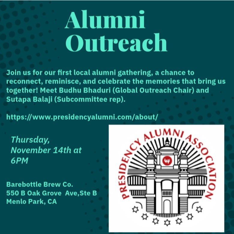 On behalf of Global Outreach and Alumni Relations subcommittee, calling all <a href="/presiuniv/">PresidencyUniversity</a> alumni to a <a href="/presi_alumni/">Presidency Alumni</a> meet up in the San Francisco Bay Area.