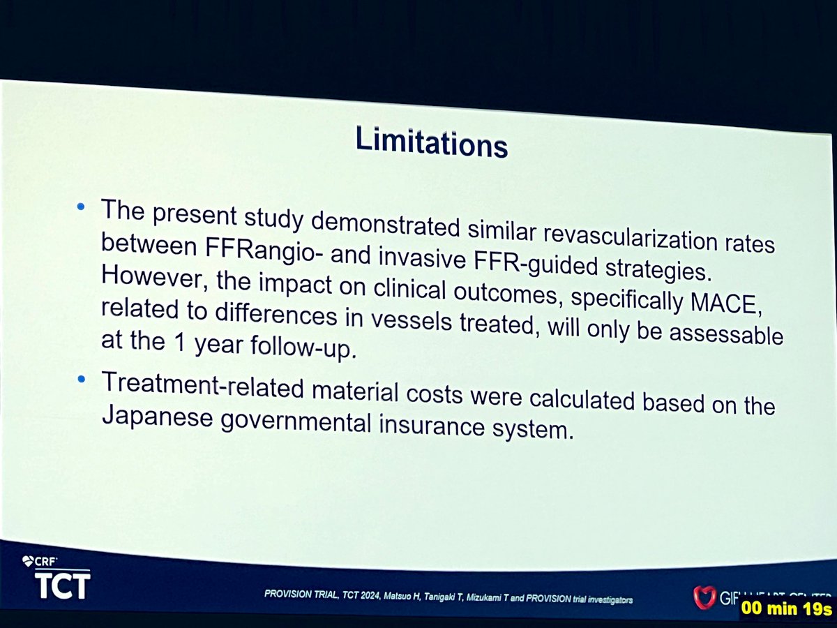 Poonam Velagapudi (@pooh_velagapudi) on Twitter photo #PROVISION trial—> prospective randomized trial comparing clinical outcomes of angio based FFR with wire based FFR—> shows similar revascularization rates with the two techniques. Clinical outcomes will be assessed at 1 yr follow up! #TCT2024 <a href="/crfheart/">Cardiovascular Research Foundation</a> #ACCIC #FFR <a href="/mirvatalasnag/">MIЯVΛƬ #IC</a> #PROVISION trial—> prospective randomized trial comparing clinical outcomes of angio based FFR with wire based FFR—> shows similar revascularization rates with the two techniques. Clinical outcomes will be assessed at 1 yr follow up! #TCT2024 <a href="/crfheart/">Cardiovascular Research Foundation</a> #ACCIC #FFR <a href="/mirvatalasnag/">MIЯVΛƬ #IC</a>