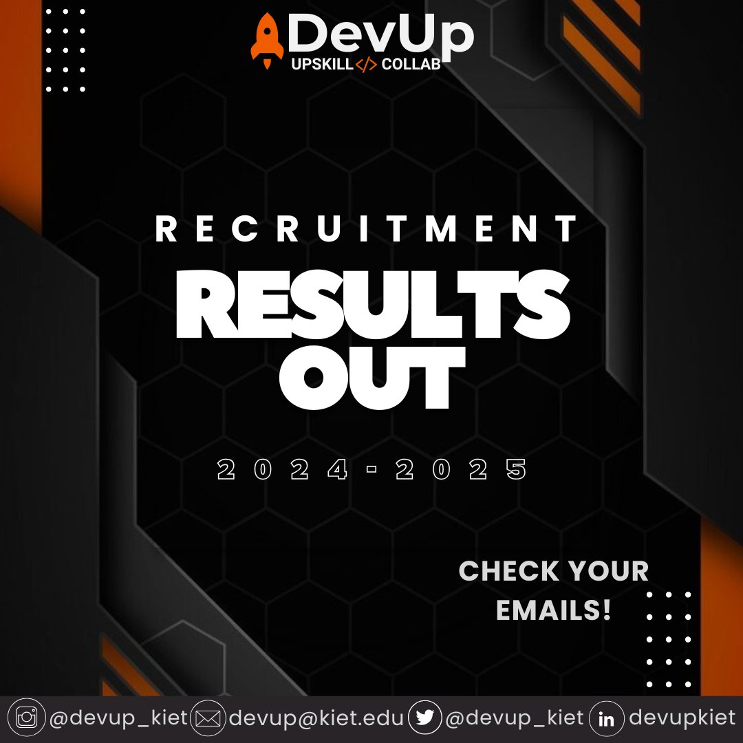 devup_kiet's tweet photo. The Results Are Out! 🚀
After an inspiring recruitment journey, we’re thrilled to announce that the final results have arrived! 
A huge congratulations to everyone who has earned a spot on the DevUp team-your dedication and talent were remarkable! 🎉 
Be sure to check your inbox. https://t.co/vhAxDjRdBn