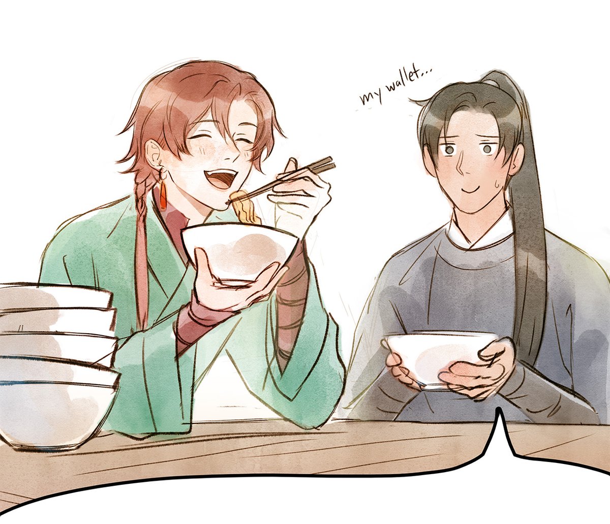 kkcoocool's tweet image. hongjun's shounen anime protagonist appetite is not easy on the chief's finances