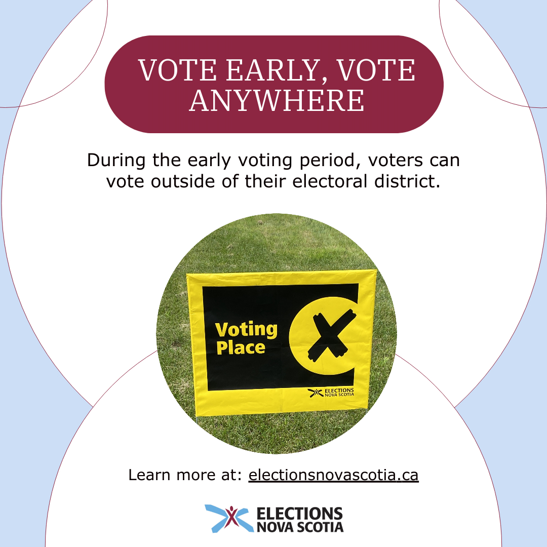 Before election day, voters in Nova Scotia can cast their ballot early at any voting location in the province, not just in their home electoral district. This allows voters to vote when and where it is convenient for them electionsnovascotia.ca #NSvotes #NSpoli #NSElections2024