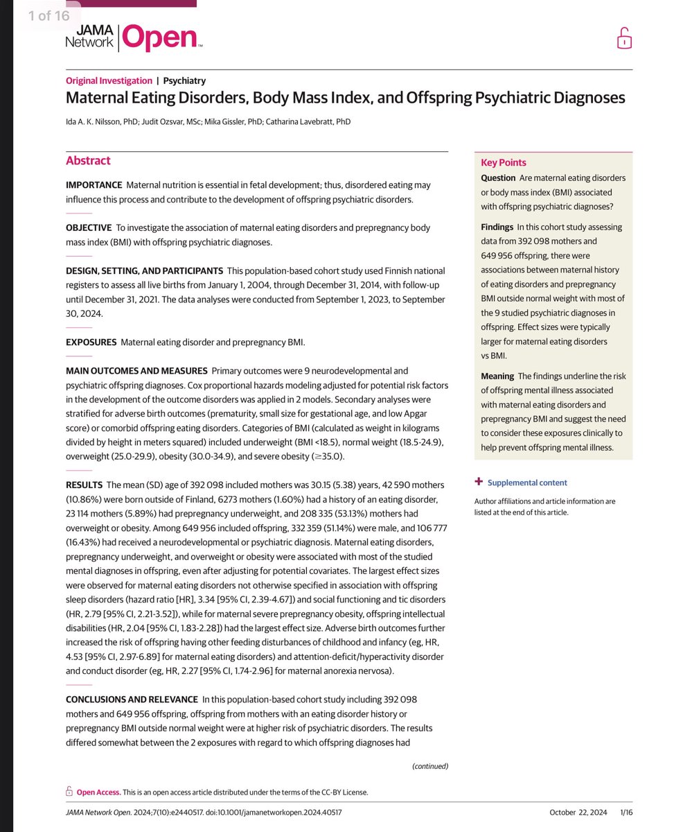 Maternal nutrition is essential for optimal fetal development. This has been known for a long time and shouldn’t be contentious.