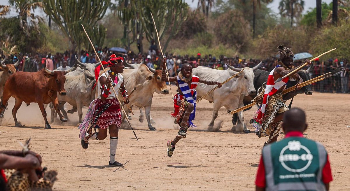 HHichilema's tweet photo. Ooli Choolwe! 
In #Maala today, the Shimunenga Ceremony of Ba Ila people was an impressive display of history &amp; cattle wealth. Thanked chiefs for supporting each other &amp; urged them to continue working with govt as our #PartnersInService to the people of🇿🇲. #1Zambia1Nation1People https://t.co/cu626qksGS