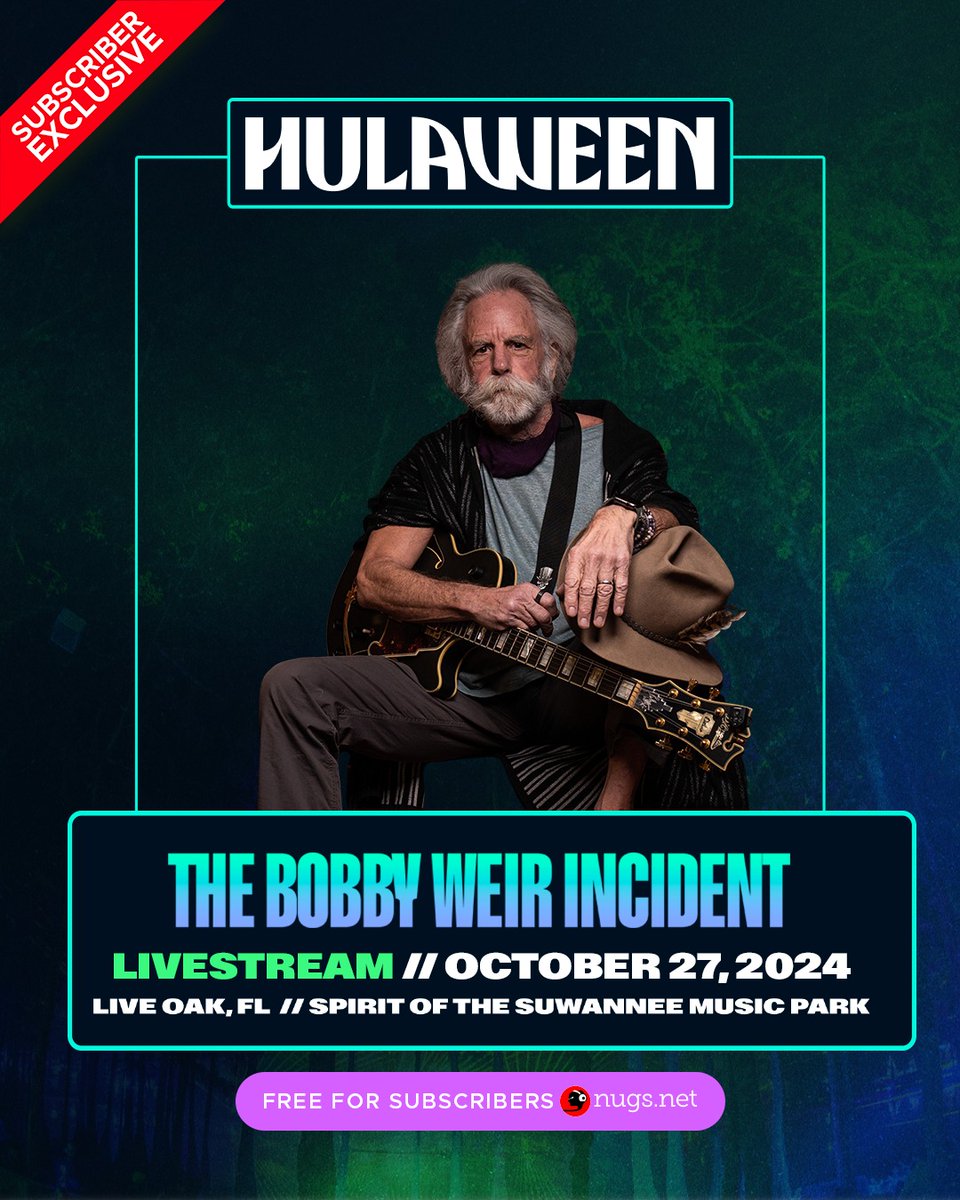 nugs.net (@nugsnet) on Twitter photo Tune in tonight as <a href="/BobWeir/">Bobby Weir</a> joins forces with <a href="/SCI_Official/">The String Cheese Incident</a> for 'The Bobby Weir Incident' at <a href="/HulaweenFL/">Suwannee Hulaween</a> 🧀 🐺 We need this show now more than ever 🌹 The #livestream gets started at ~5PM ET, and nugs subscribers have exclusive ➡️ 2nu.gs/SCI Tune in tonight as <a href="/BobWeir/">Bobby Weir</a> joins forces with <a href="/SCI_Official/">The String Cheese Incident</a> for 'The Bobby Weir Incident' at <a href="/HulaweenFL/">Suwannee Hulaween</a> 🧀 🐺 We need this show now more than ever 🌹 The #livestream gets started at ~5PM ET, and nugs subscribers have exclusive ➡️ 2nu.gs/SCI