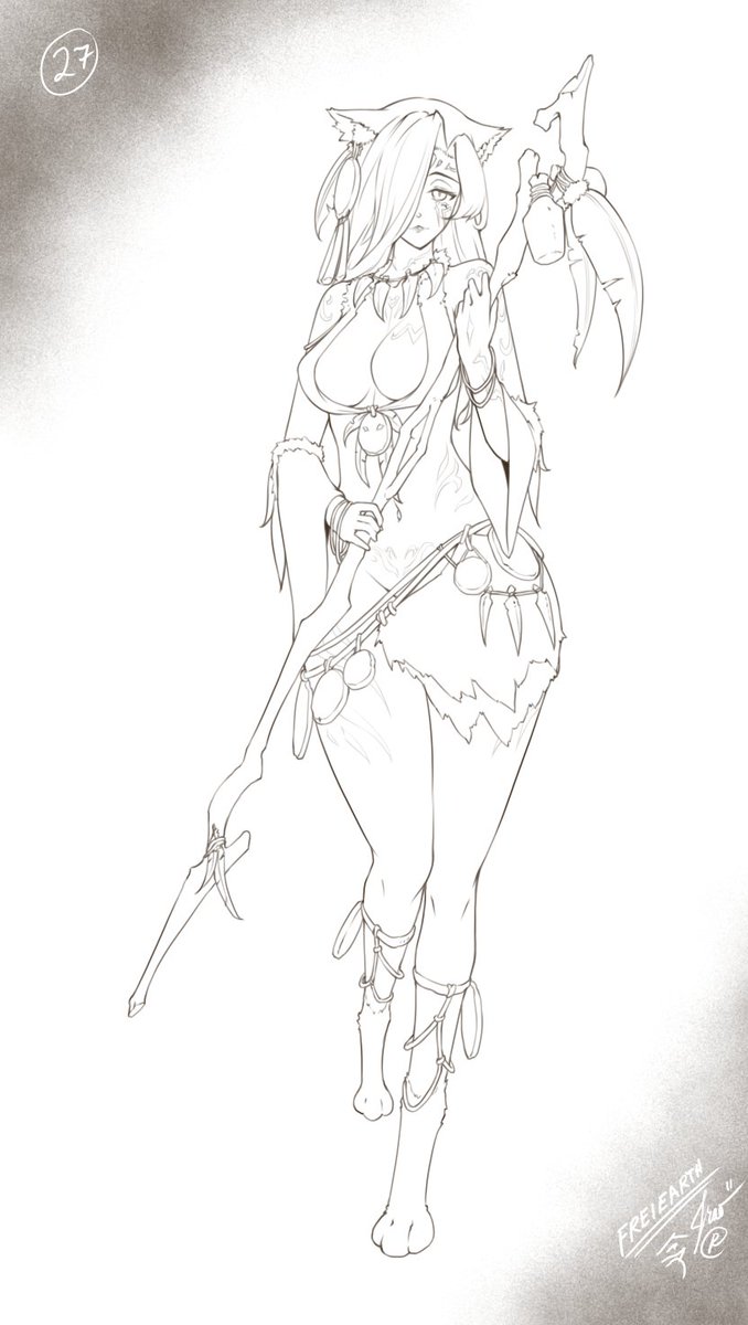 FreiEarth's tweet image. Inktober Day [27] - Shaman C'tchufa.