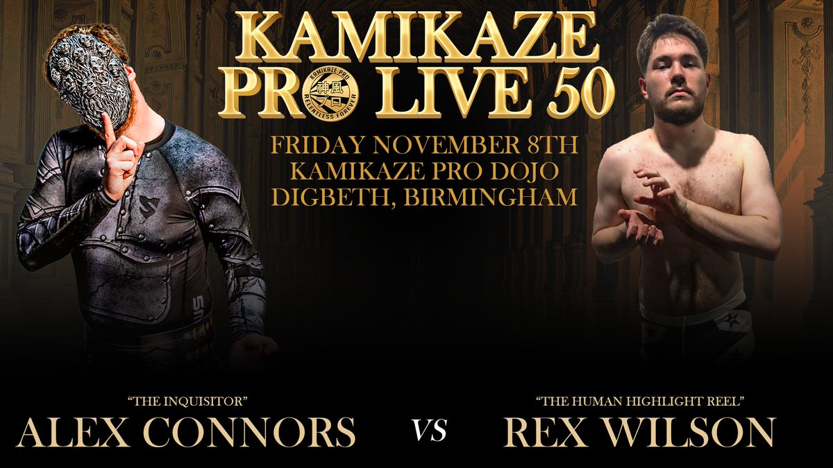 The 5th match for #KPLive50 on Friday November 8th at the Kamikaze Pro Dojo in Digbeth, Birmingham

<a href="/TheMirrorcat/">Alex Connors</a> vs "The Human Highlight Reel" Rex Wilson

Tickets: 
ringsideworld.co.uk/events.php?id=…