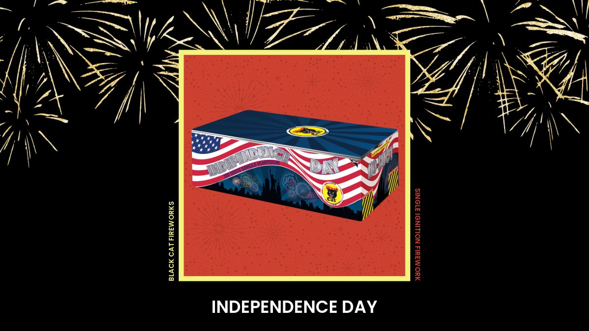 A fantastic single ignition featuring 110 shots and an approximate duration of 60 seconds, Independence Day is a customer favourite since 2019!

#Fireworks #BonfireNight #BlackCatFireworks