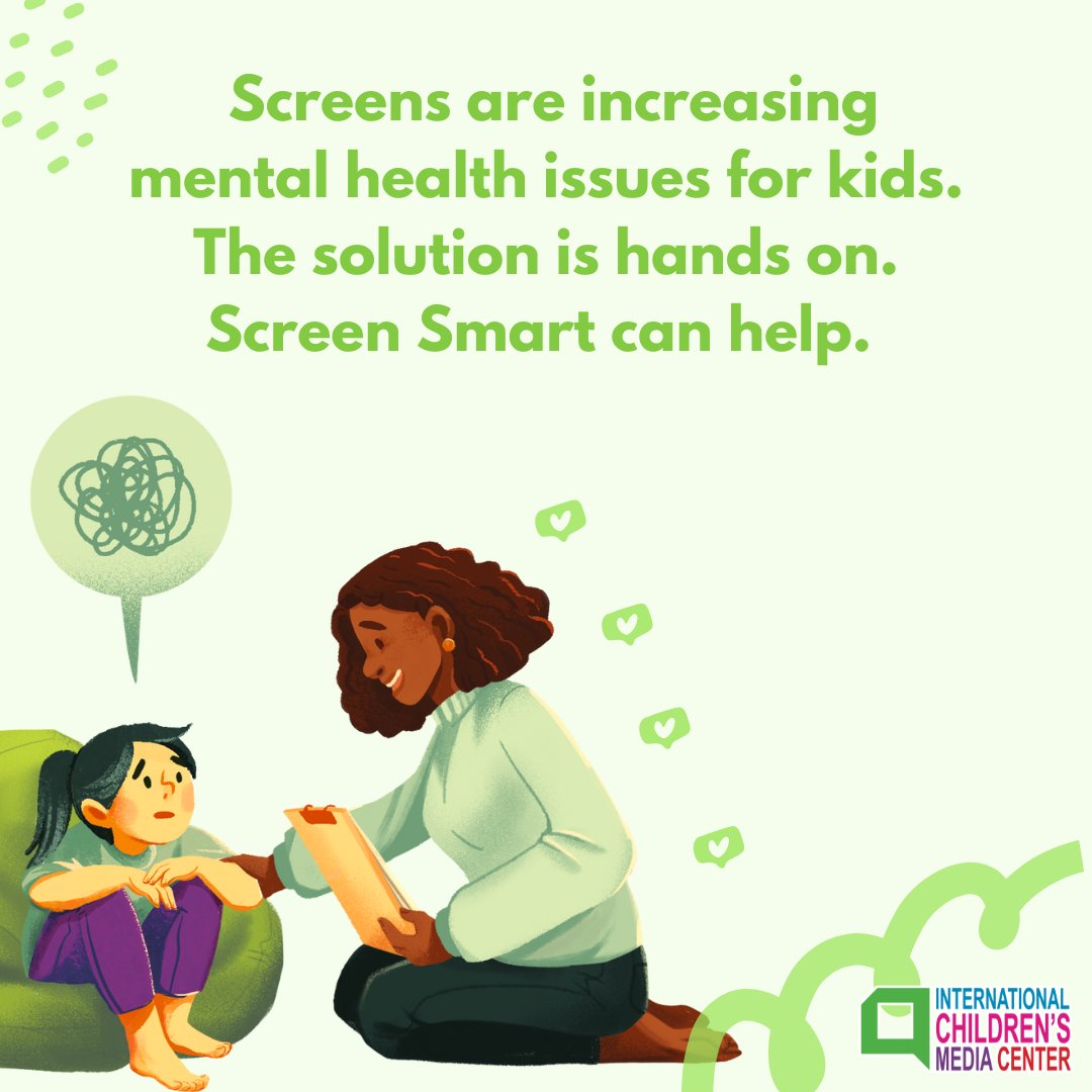 ICMediaCenter's tweet image. Study shows screen time is linked to depression, anxiety and attention issues for 9-10 year olds. What if a FUN new way of thinking and talking about their screen experiences could change all that for kids?  icmediacenter.org/main-st/⁠
⁠
#screensmart  #ICMC  #stayscreensmart
