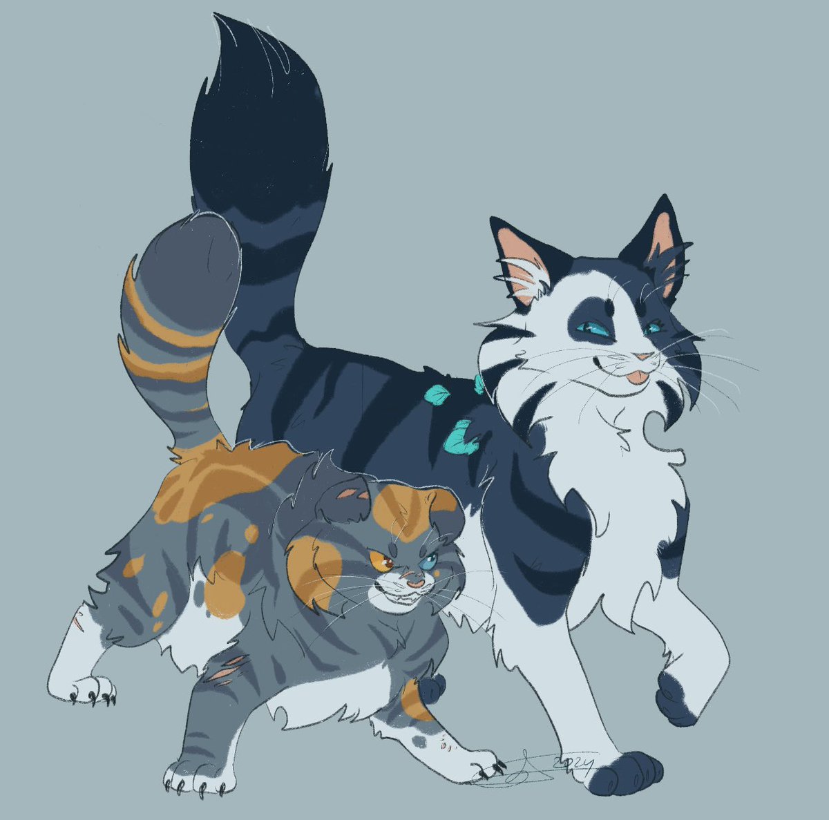 cataries_art's tweet photo. Quand tu te mets à faire des Univers Alternatifs de tes propres personnages de RP ! 👀 Muguet deviendrait Menthe et serait guérisseuse plutôt que guerrière un peu rebelle qui met le bazar chez les guérisseurs, puis Oreille elle, aurait diminué de moitié en taille x) https://t.co/2SCCf0Aosf