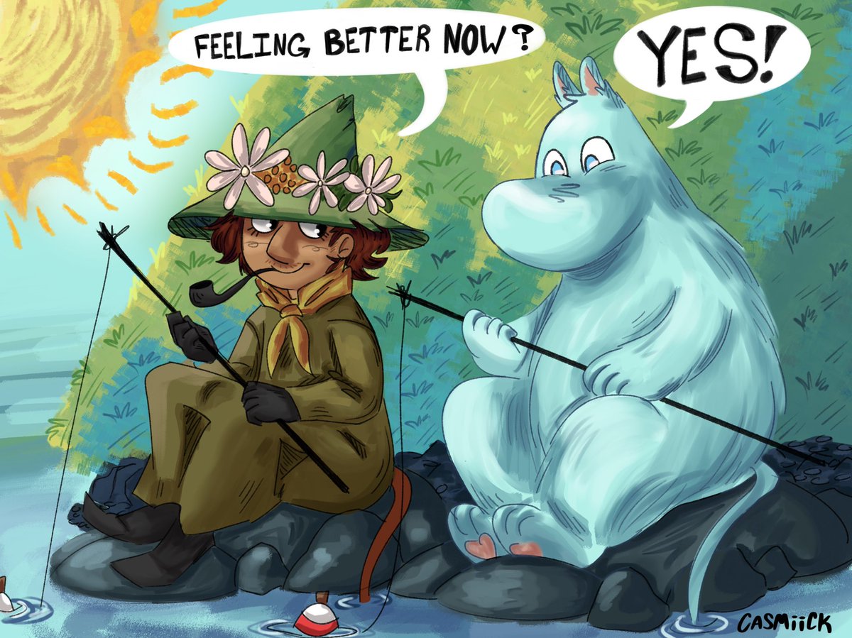 Sillysnufkin's tweet image. #snufmin fishing date ^_^