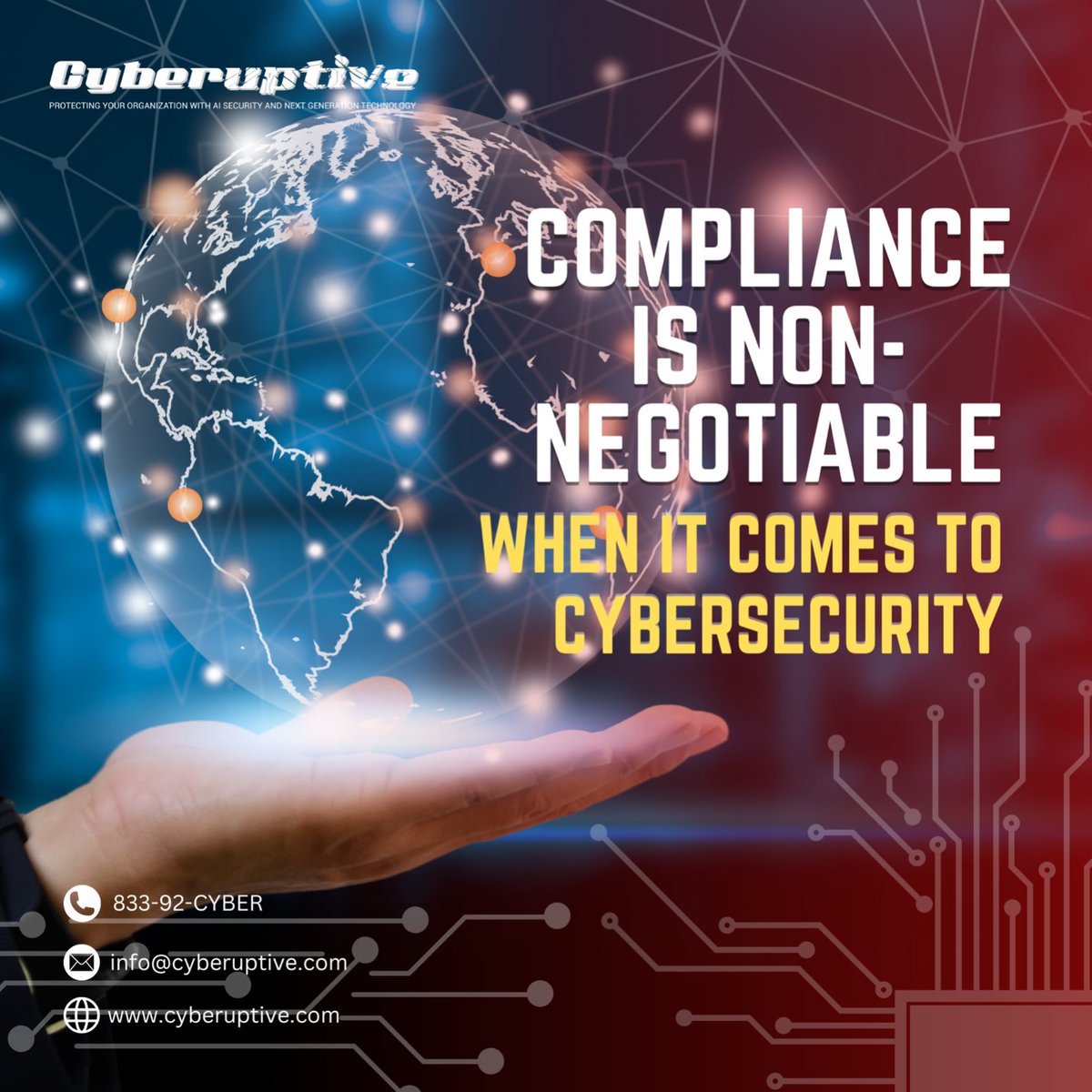 Cyberuptive's tweet photo. Compliance is non-negotiable when it comes to cybersecurity. Are you meeting all the requirements? Let us help you get compliant and stay that way. ✅ #CyberCompliance #Cyberuptive https://t.co/UspFizBord