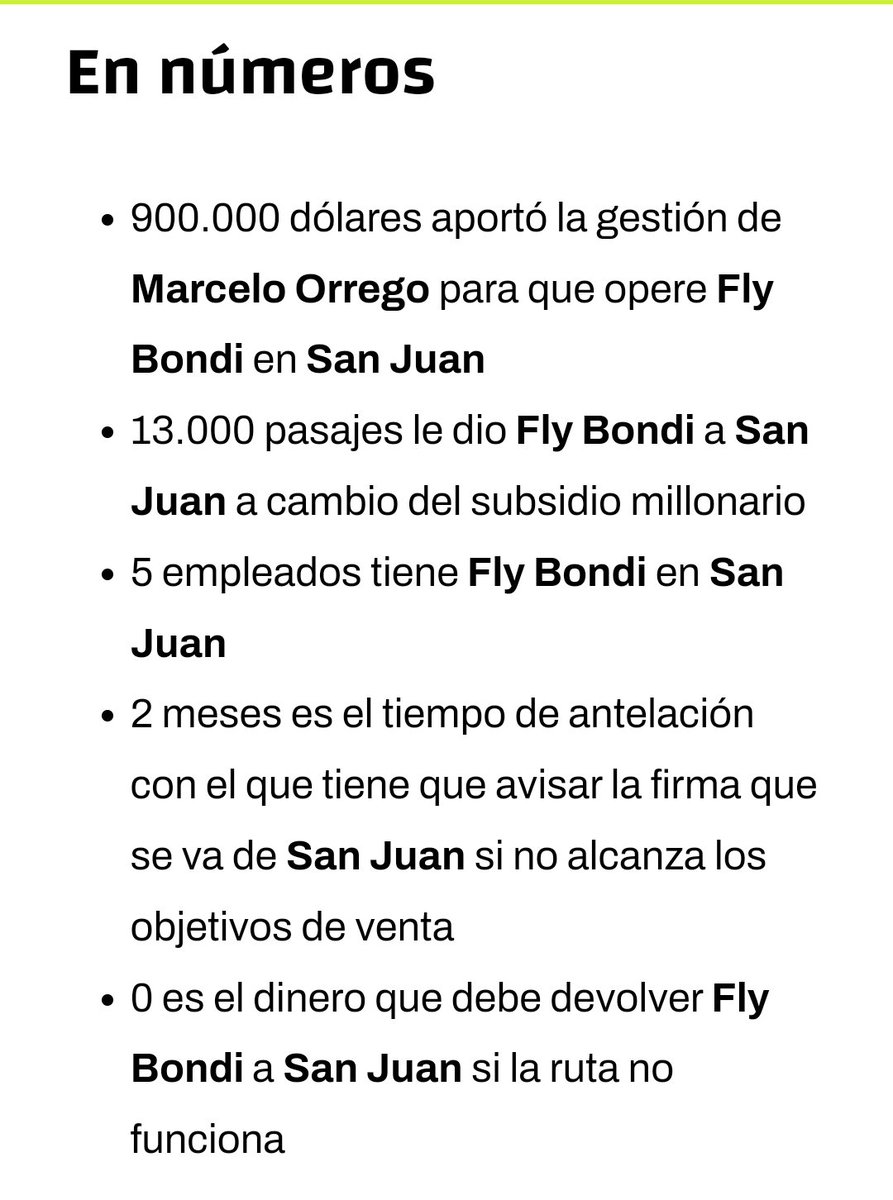 Escándalo en San Juan. El gobierno provincial, aliado de Milei, le pagó a Flybondi U$S 900.000 no reembolsables para que la empresa haga vuelos subsidiados al distrito y compita deslealmente con Aerolíneas Argentinas. Pero no sólo eso, también cedió una cláusula para que Flybondi