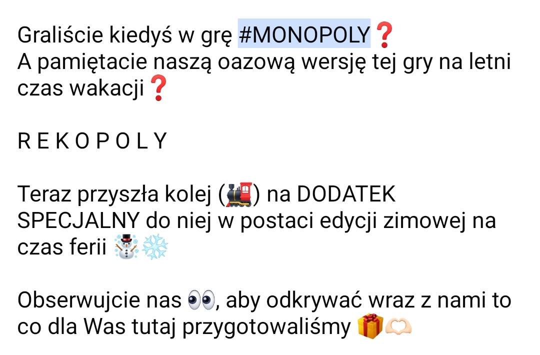 OazaKrakow's tweet photo. R E K O P O L Y
▫️#dodatek specjalny
▫️#edycja zimowa
▫️#feriezimowe z Bogiem
▫️#rekolekcje zimowe
☃️❄️
—
🖌 | Mateusz Zaleski
#REKOPOLY #dodatek #edycjazimowa #feriezBogiem #rekolekcjezimowe https://t.co/RYkx3cLsDc