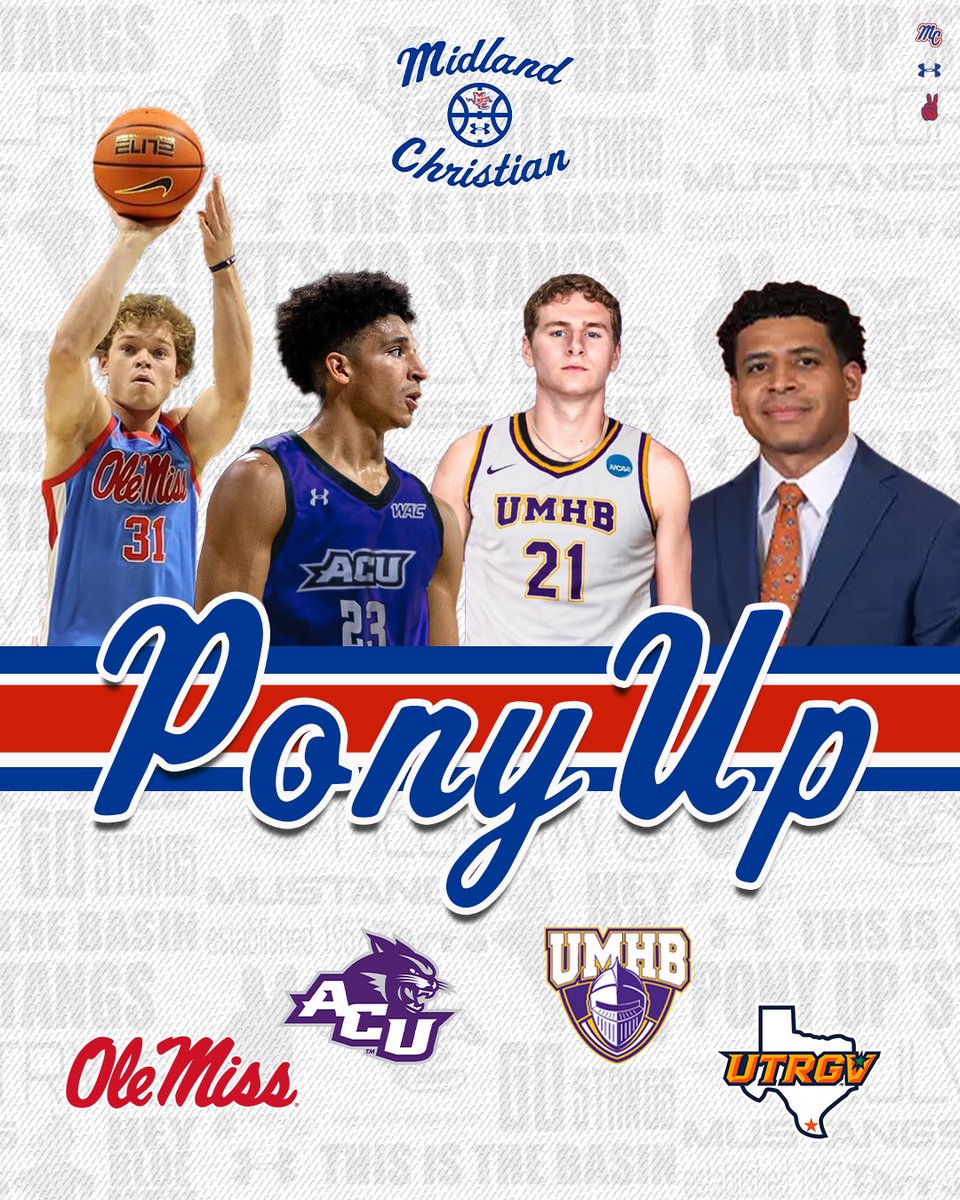 Midland Christian Hoops (@mcsmustangmbb) on Twitter photo Good luck to our mUStang alumni starting their college seasons this week ✌️
<a href="/ZDay2024/">Zach Day2024</a> 👉 <a href="/OleMissMBB/">Ole Miss Men’s Basketball</a>
<a href="/JosephVenzant23/">Joseph Venzant</a> 👉 <a href="/ACU_MBB/">ACU Men’s Basketball</a>
<a href="/Josiah_Wray2024/">josiah wray</a> 👉 <a href="/cru_basketball/">UMHB Basketball🏀</a>
<a href="/VenzantDaniel/">Daniel</a> 👉 <a href="/UTRGVmbb/">UTRGV Men’s Basketball</a>
🔵#PonyUp #mUStangs⚪️ Good luck to our mUStang alumni starting their college seasons this week ✌️
<a href="/ZDay2024/">Zach Day2024</a> 👉 <a href="/OleMissMBB/">Ole Miss Men’s Basketball</a>
<a href="/JosephVenzant23/">Joseph Venzant</a> 👉 <a href="/ACU_MBB/">ACU Men’s Basketball</a>
<a href="/Josiah_Wray2024/">josiah wray</a> 👉 <a href="/cru_basketball/">UMHB Basketball🏀</a>
<a href="/VenzantDaniel/">Daniel</a> 👉 <a href="/UTRGVmbb/">UTRGV Men’s Basketball</a>
🔵#PonyUp #mUStangs⚪️