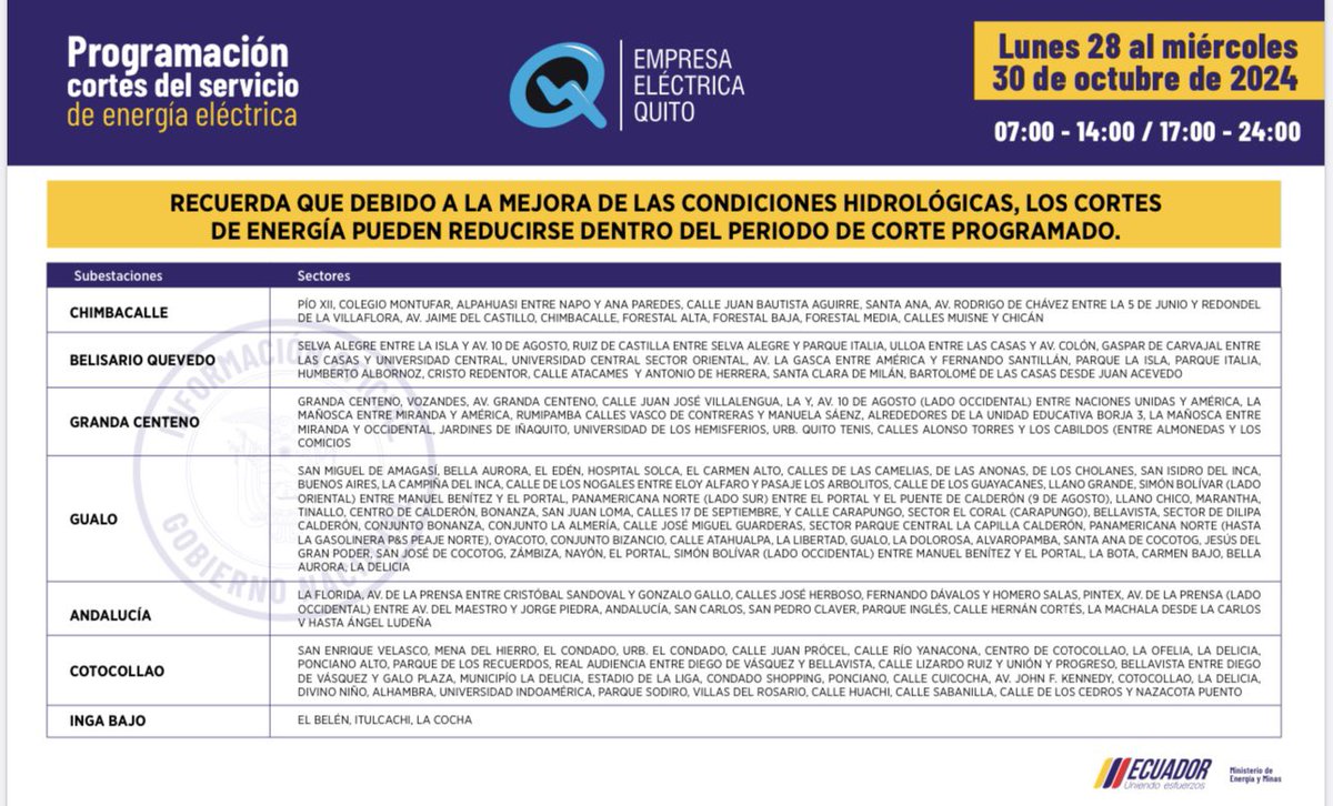 ⚡ ¡Basta ya! 💢 ¿Por qué siempre el mismo horario de 💩? <a href="/ElectricaQuito/">Empresa Eléctrica Quito</a>, ¡den la cara! Exigimos horarios rotativos y explicaciones lógicas. Solo 3 horas de luz al día es INACEPTABLE mientras otros sectores solo sufren cortes de madrugada. ¡No es justo! #Apagones