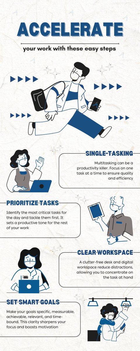 ascent_gp's tweet image. Accelerate your productivity with these simple steps! 🏃‍♂️💼

🔹 Single-tasking
🔹 Prioritize Tasks
🔹 Clear Workspace
🔹 Set SMART Goals

Start applying these tips today to work smarter, not harder! 💡✨

#ProductivityHacks #WorkSmart #EfficiencyTips #AscentGlobalPartners