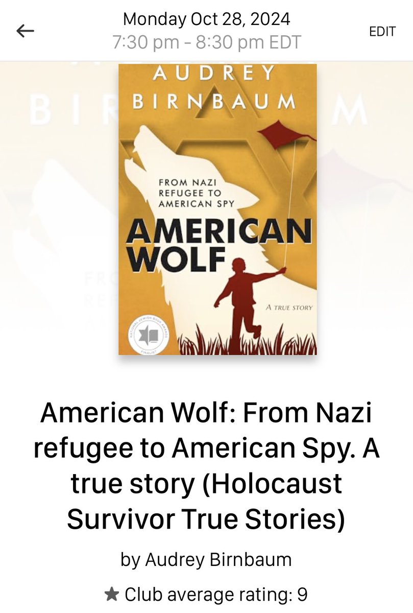 jbharrisbooks's tweet image. Don’t forget to join us October 28th at 7:30 for an interesting talk with the author @audreybirnbaum about her book American Wolf.
#americanwolf #futurefamousauthors #bookstagram #Jewish #nonfiction #BookClub