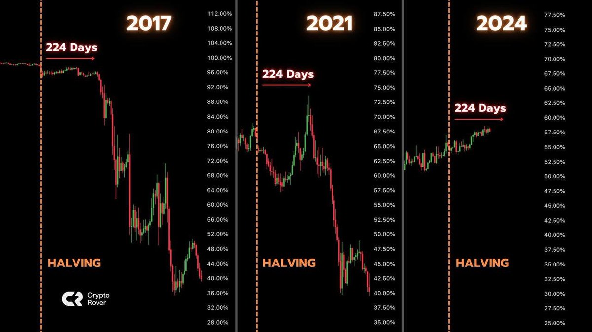 Typically #Bitcoin #Dominance  224 days from halving -  thats today.