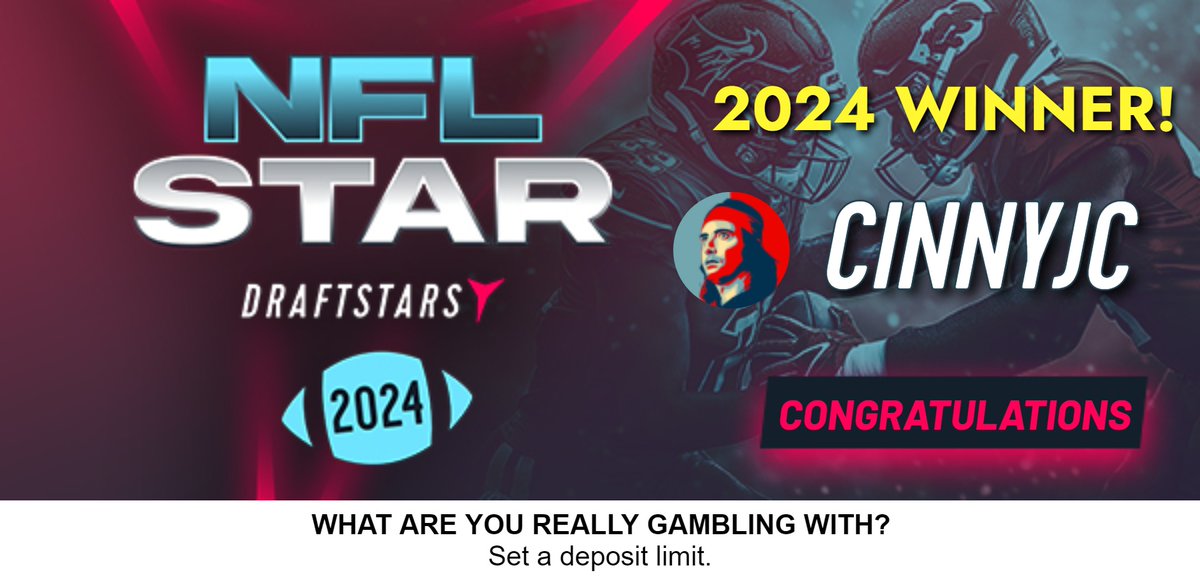 DraftstarsAU's tweet photo. We have our next #NFLStar Winner!
Congratulations to @mindofjc1 who continues his HOT DRAFTSTARS STREAK by taking out the #NFLStar24 contest. π₯π₯π₯ π
LINK | https://t.co/X0mQVlgvzo https://t.co/WQrmitNcrx