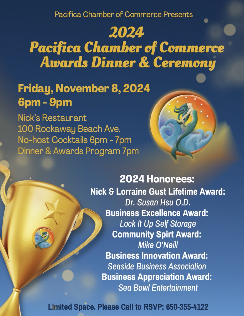 Join us for an evening of celebrating &amp; acknowledging our local businesses. 

#Awards #ceremony #pacifica #smallbusiness