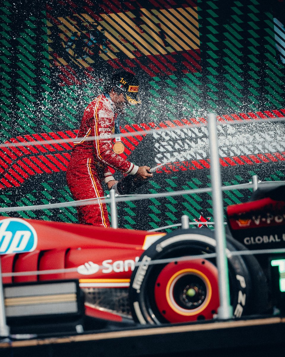 ScuderiaFerrari's tweet photo. Now THAT was a podium 🍾

#MexicoGP #F1 https://t.co/XzAkX5GhKK