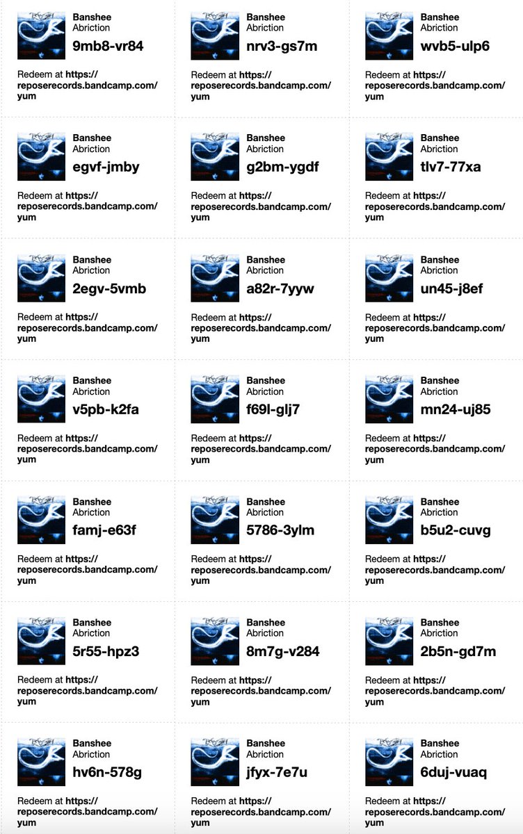 ReposeRecords's tweet image. Free download codes for Abriction&apos;s &apos;Banshee&apos; album.

Shoegaze/ Black Metal/ Lo-Fi/ Emo

2LP/CD out now!

Redeem at reposerecords.bandcamp.com/yum