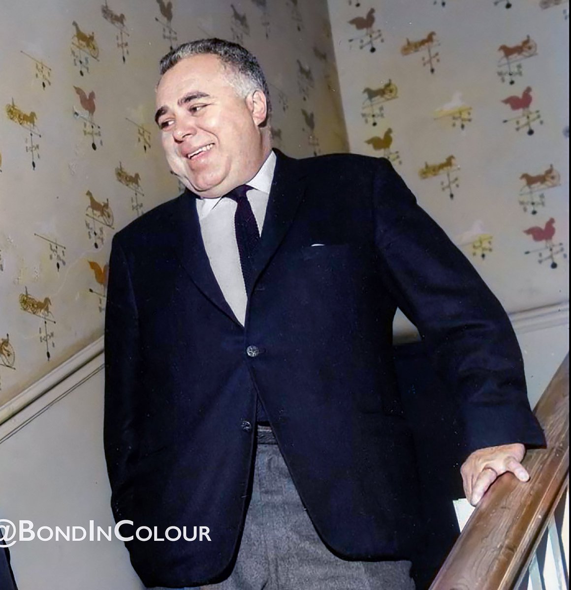 BondinColour's tweet photo. Harry Saltzman was born on 27 October 1915 in Sherbrooke, Québec, Canada. So it’s fitting to share some colourised pics of Mr Saltzman today. #bond #jamesbond #harrysaltzman https://t.co/dyF39wQpcf
