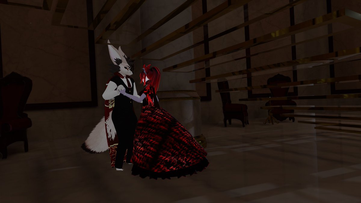 Rosetta_Wolf13's tweet photo. The Villain's Ballroom Gala was sooo beautiful yesterday! 😍 It was beyond anything I expected! Dark glamor, epic vibes, and a night to remember! 🖤✨ #VillainsBallroom #DarkGlamour #UnexpectedMagic #GalaNight #Vrchat #Vtuber https://t.co/zdm1XE7df9