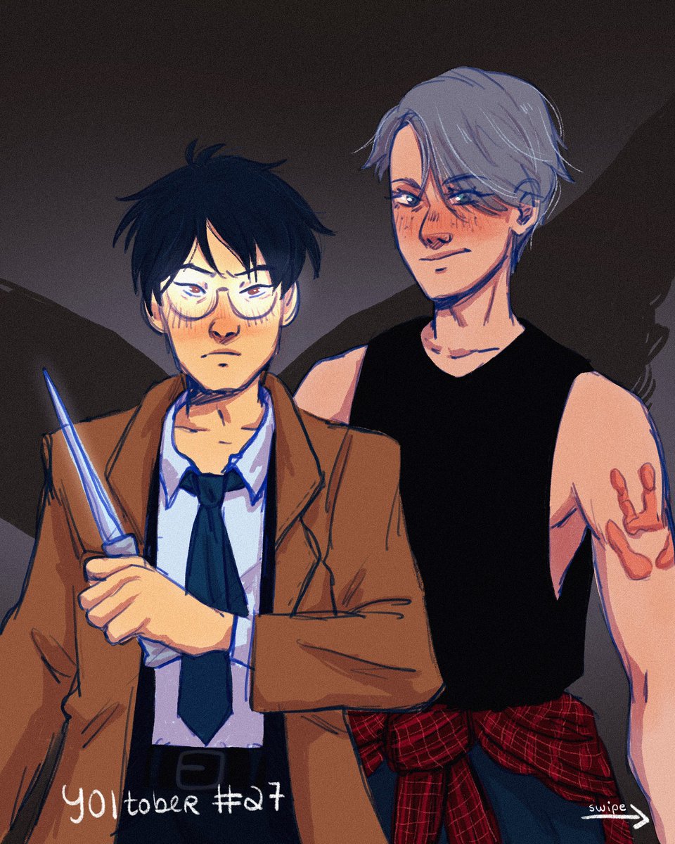 ritadomar's tweet photo. Day 27 of #YOItober - Crossover
Yuri on Ice X Supernatural
(aka I couldn’t decide who would be who, so I did both)
#yoi #YuriOnIce https://t.co/fPTBUYbK6f